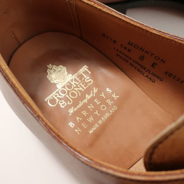  Англия   максимальный ...☆ ... и ... CROCKETT&JONES  кожа  обувь  /MONKTON  коричневый  8E（5112)ifhj