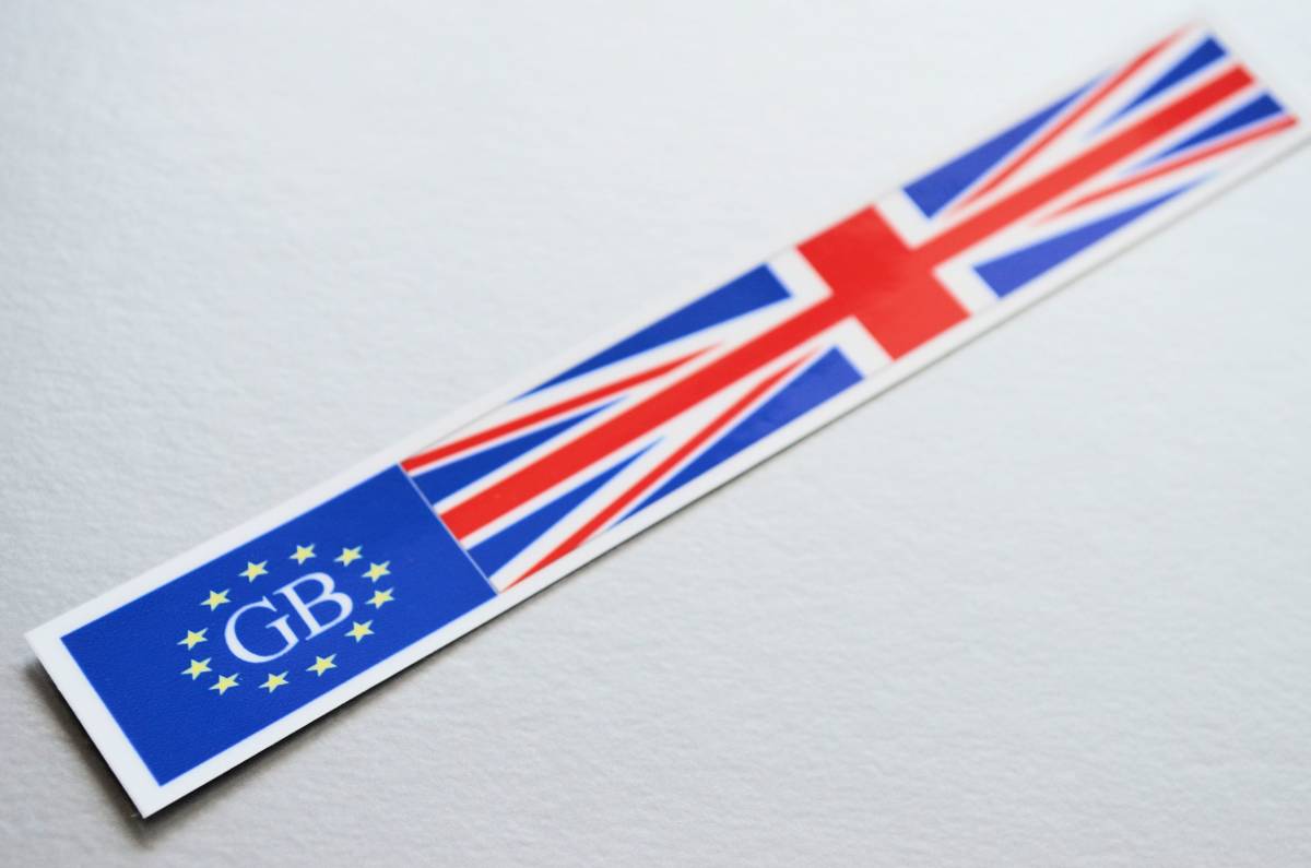 B_1-M# England national flag banner sticker M size 3x20cm 1 sheets #British suitcase car etc. * Europe stylish water-proof seal EU