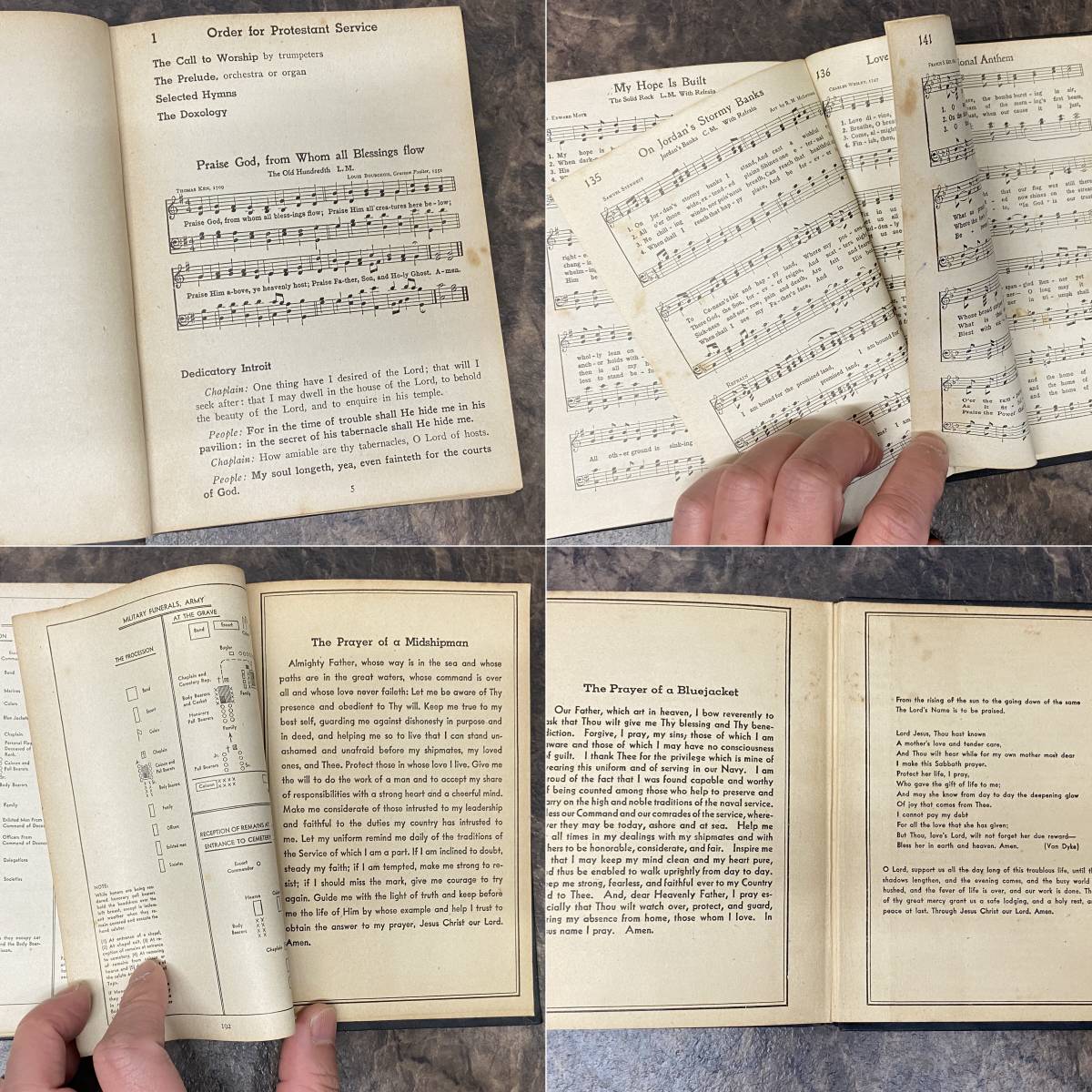 舊新約聖書 昭和25年・HOLY BIBLE A.D.1901・Song Service Book 1941 ３点sets キリスト教/聖書/歌/祈祷書/海軍/英語表記_画像7