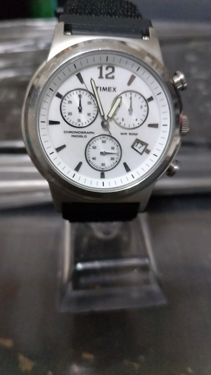 2024年2月15日 電池交換済 TIMEX 腕時計 クロノグラフ 新品ナイロンベルト 
