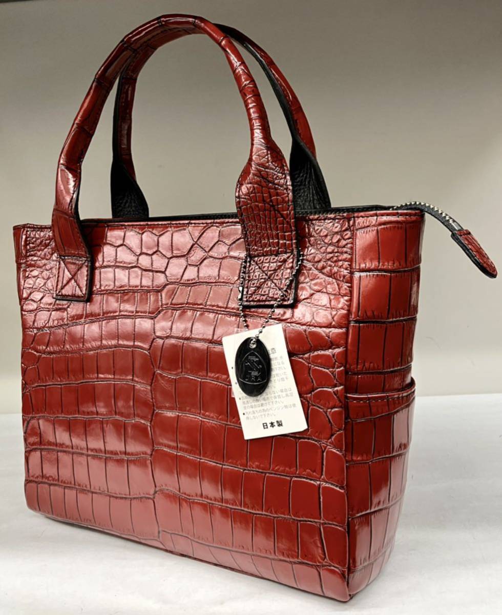  местного производства, сделано в Японии. крокодил wani кожа используя. ручная сумка & ручная сумка, 2 раз покрытие. vanilla обработка. красный, черный 00425478