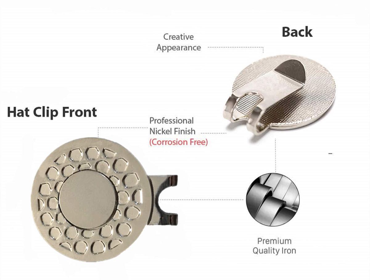 ゴルフマーカー クリップ 合金 強力マグネット台座 ハットクリップ付 ギフト