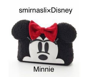 F【新品】smirnasli×Disney ミニーマウス ポーチ サミールナスリ Minnie コラボ商品 小物入れ 化粧ポーチ ファスナーポーチ ブラック