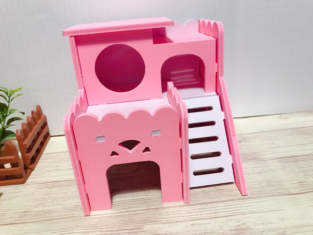 [2点お得セット]ハムスター鳥ペットラットマウス小動物用2階建てハウス家部屋おうちおもちゃ遊具玩具