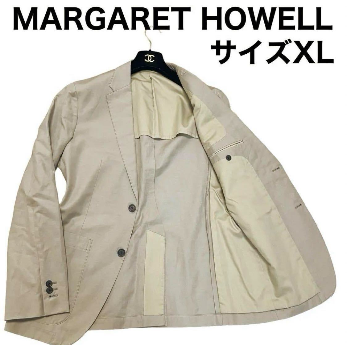 MARGARET HOWELL マーガレットハウエル　テーラードジャケット　ブレザー　大きいサイズXL　　コットン リネン混　日本製　本切羽仕様_画像1