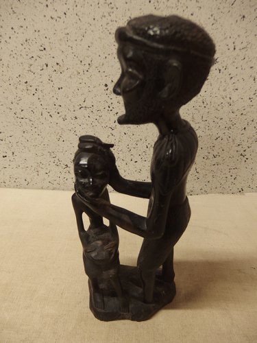 0140329s【唐木材質 男性×女性 置物 木製 木彫り アフリカ】高さ36cm程度/中古品_画像5