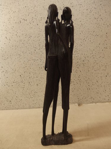 0140357s【唐木材質 男女 置物 木彫り 木製 アフリカ 人形】高さ56.5cm程度/中古品/海外工芸品_画像8