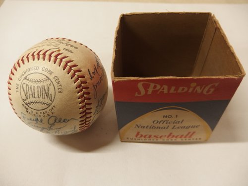 0140383a【SPALDING official National League 寄せ書き？ サインボール】スポルディング/ナショナルリーグ/CUSHIONED CORK CENTER/中古品_画像1