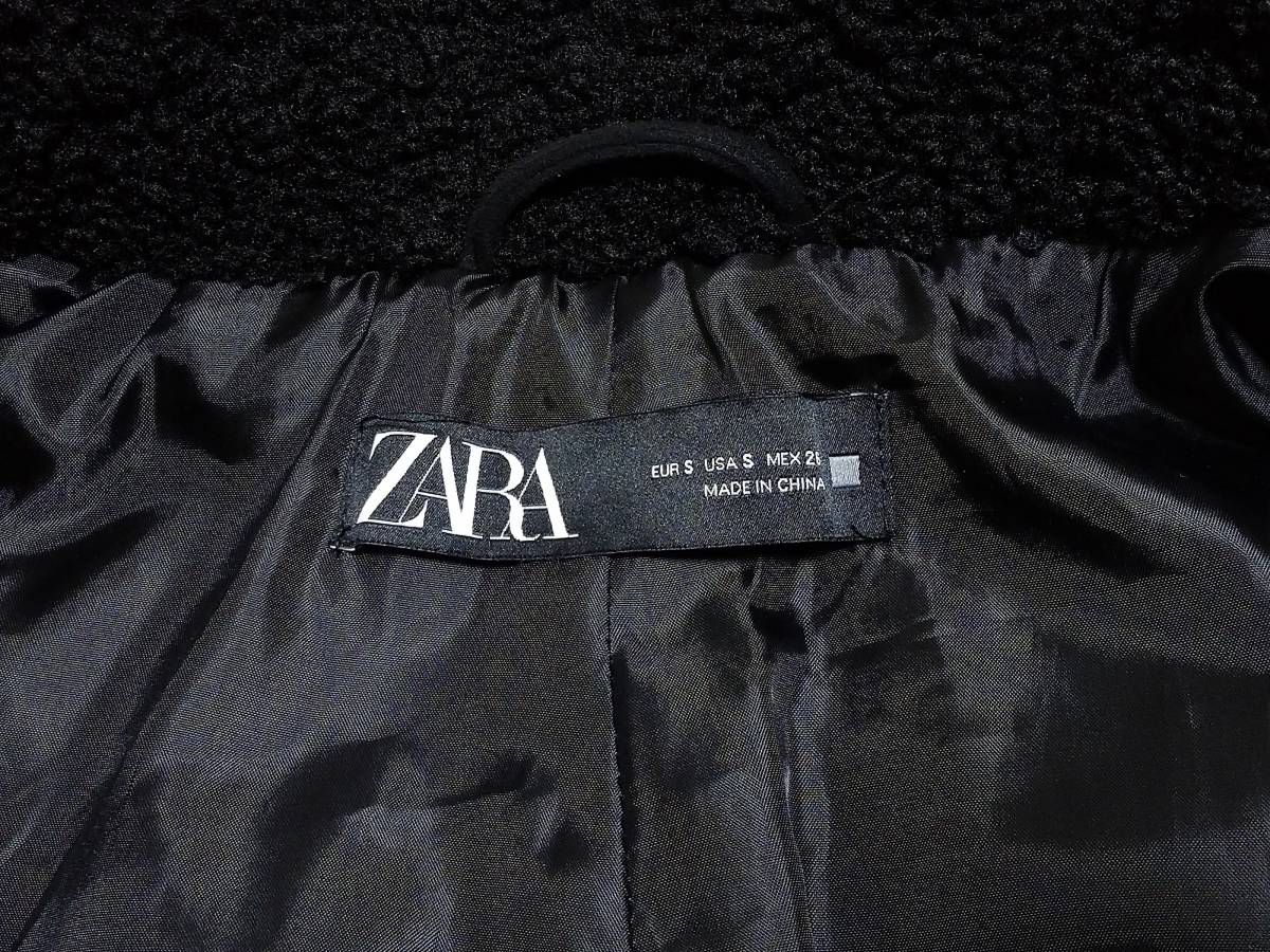 ザラ ZARA ショート丈 ボアジャケット ジップ コート 黒 ザラ ZARA ショート丈 ボアジャケット ジップ コート 黒