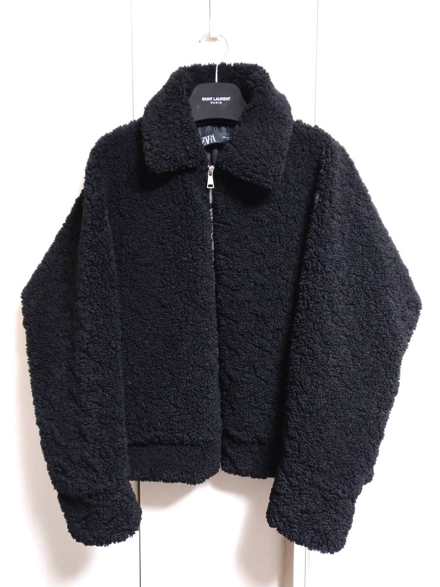 ザラ ZARA ショート丈 ボアジャケット ジップ コート 黒 ザラ ZARA ショート丈 ボアジャケット ジップ コート 黒