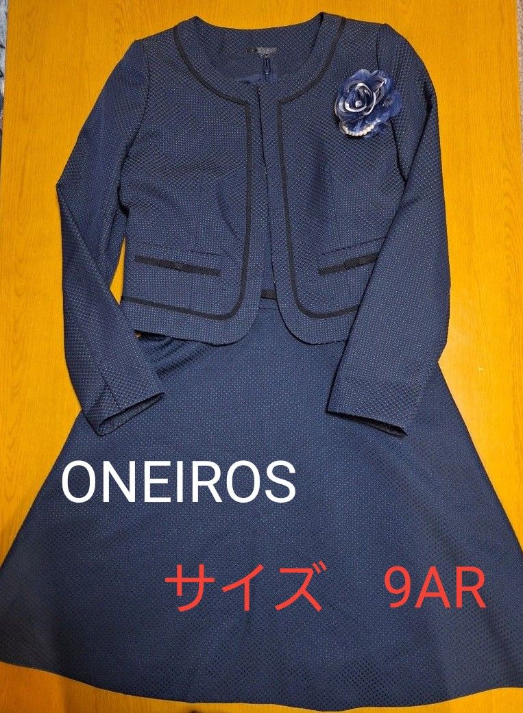 ONEIROS　フォーマルスーツ 　入学式  ▼ 卒業式 ワンピーススーツ　ネイビー　コサージュ付き