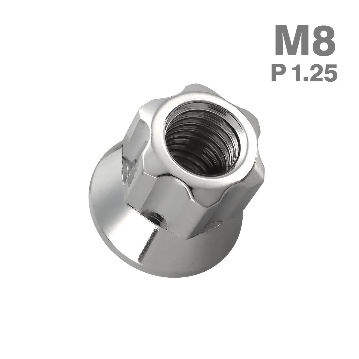 M8 P1.25 六角ナット ロング貫通ナット マフラーナット フランジ付き ステンレス シルバー カウル フェンダー バイク 1個 TF0053の画像1