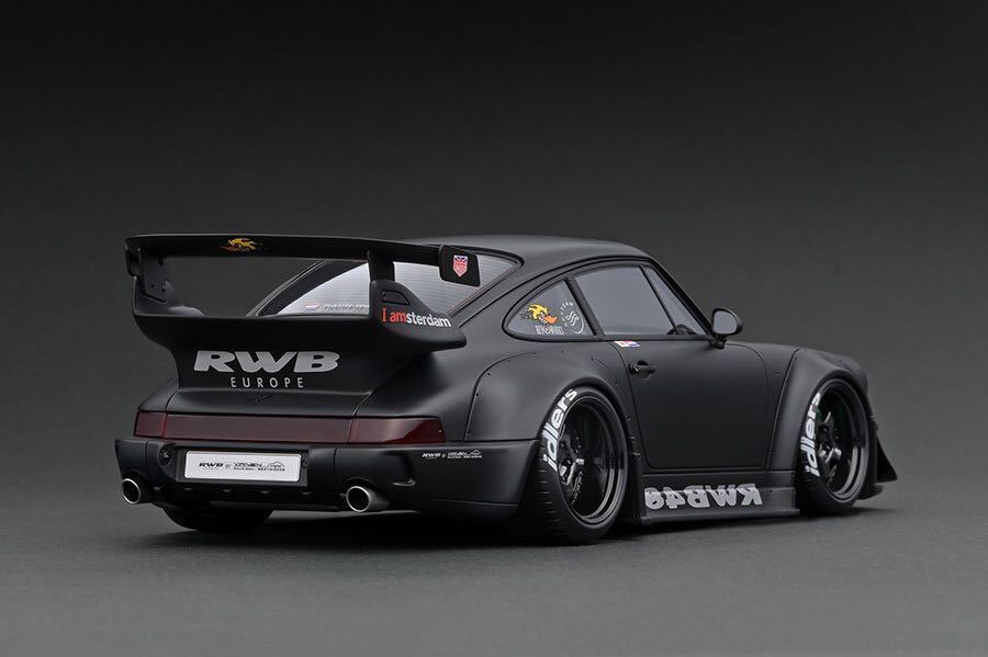 ignition model イグニッションモデル IG2463 1/18 RWB PORSCHE 964 Matte Black RAUH-Welt BEGRIFF ポルシェ 911 中井 啓 マッドブラック_画像2