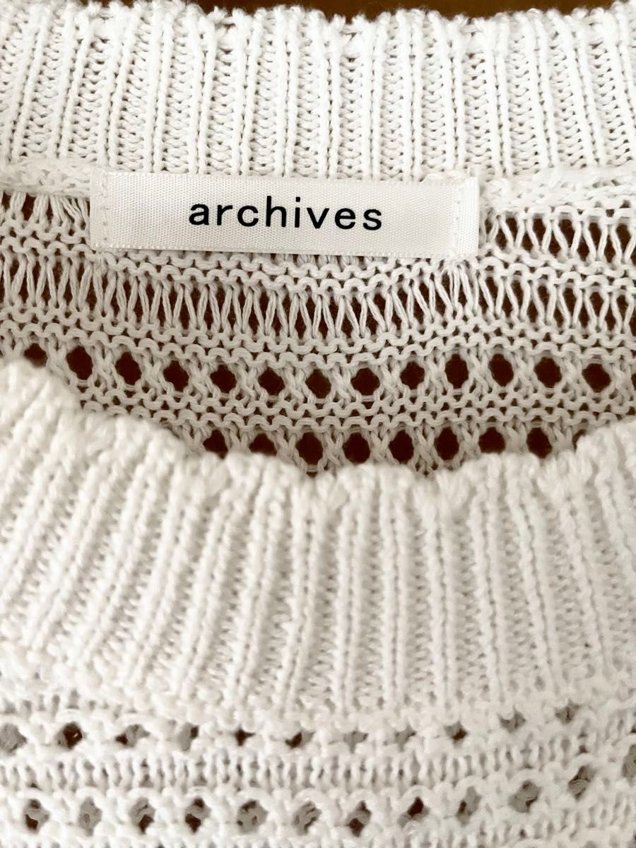 【未使用】archives / 透かし編みニット長袖トップス