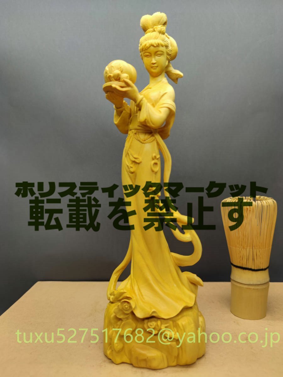 仕女像 木彫り 置物 美人像 彫刻工芸品 中国美術_画像1