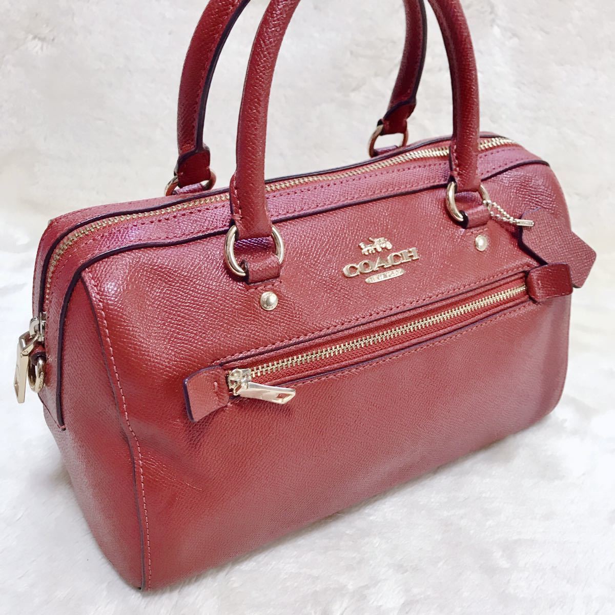 COACH ローワンサッチェル 馬車金具 ミニボストン ハンドバッグ レザー 赤 コーチ COACH ローワンサッチェル 馬車金具 ミニボストン ハンドバッグ レザー 赤 コーチ