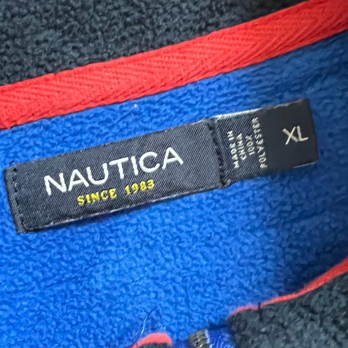NAUTICA ノーティカ 刺繍ロゴ ハーフジップ フリース ブルー メンズ XLサイズ_画像4