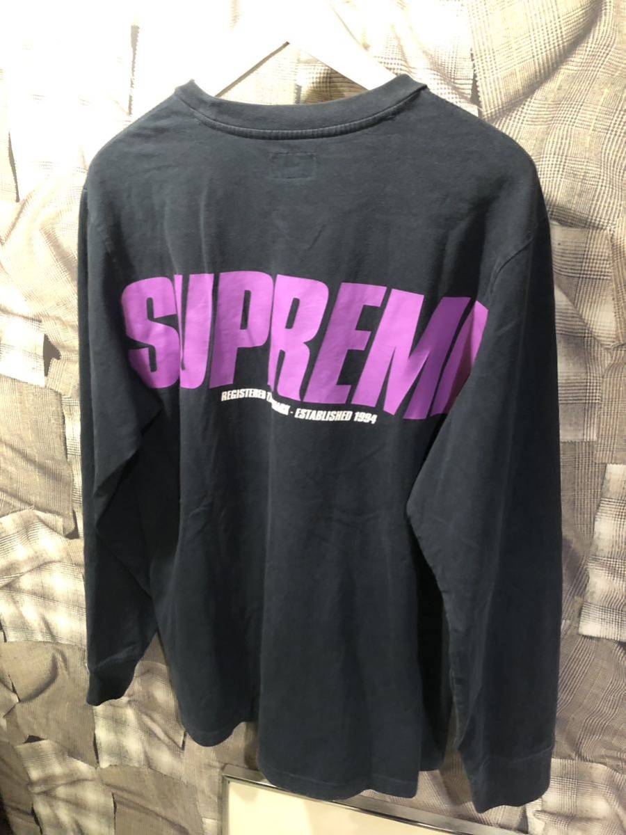 使用感あり！　Supreme シュプリーム 19AW Trademark L/S Top ロングTシャツ サイズM ネイビー　FK