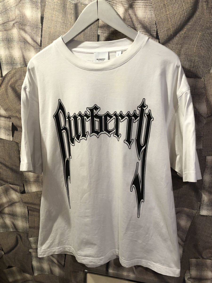 Burberry バーバリー gothic logo print T-shirt ロゴTシャツ サイズS ホワイト　FK_画像1