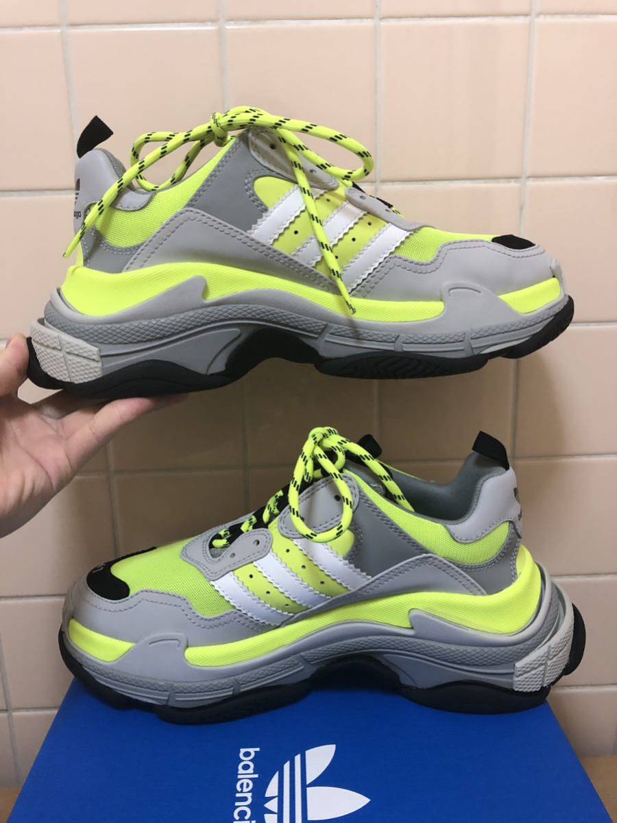 正規品 ★ BALENCIAGA バレンシアガ × Adidas アディダス TRIPLE S TRA 712821 サイズEUR41 27.0cm イエロー　FK_画像3