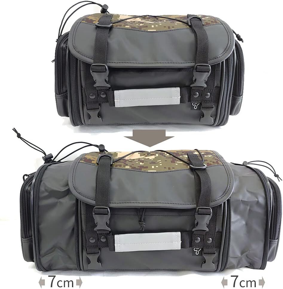 【拡張自在！旅をさらに最適へ:残り１点】シートバッグ Tanax ツーリング 拡張式 ロック式 防水 レインカバー付き 安全性 利便性 B7