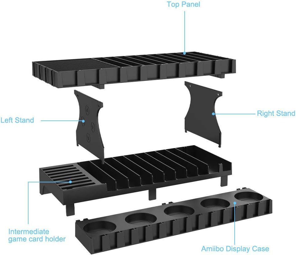 【スペース節約×スッキリ】Switch 多機能収納スタンド ラック ゲームソフト JOY-CON カード14枚 アミーボ5個 SW4 利便性 スッリキ