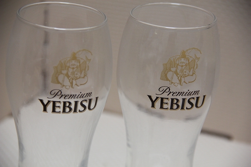 ガラス製 YEBISU エビスビール グラス 2個 セット 検索 ゑびす ヱビス エビス ビール 非売品 グッズ ノベルティ コップ タンブラー_画像2