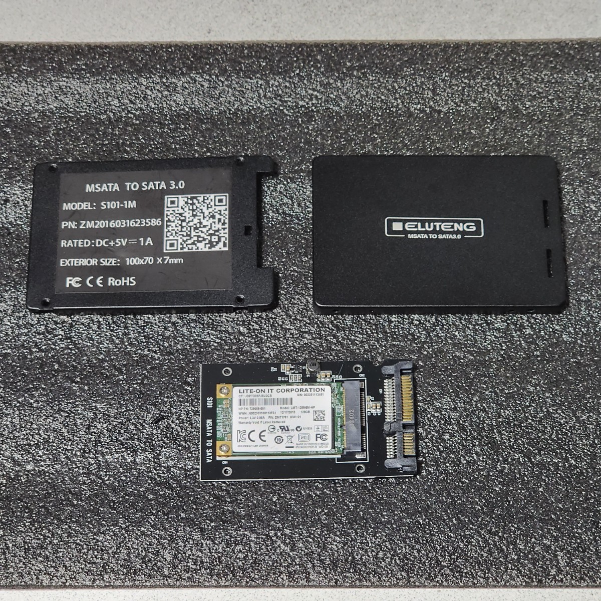 LITEONIT LMT-128M6M-HP 128GB mSATA SSD 正常品 2.5インチ変換ケース付属 フォーマット済み PCパーツ 動作確認済み 120GB_画像1