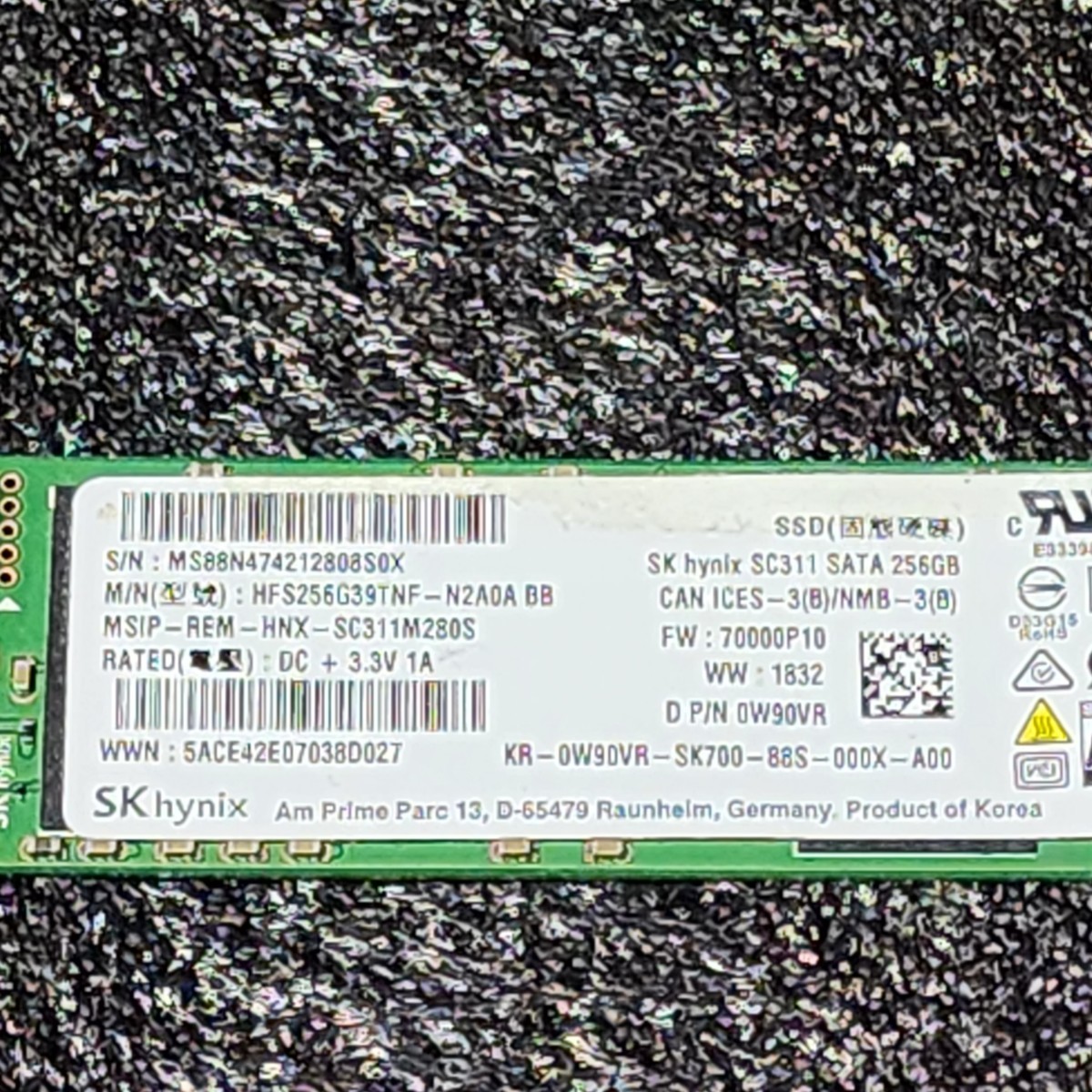 SK HYNIX SC311(HFS256G39TNF-N2A0A) 256GB SATA SSD フォーマット済み PCパーツ M.2 2280 動作確認済み 240GB 250GB