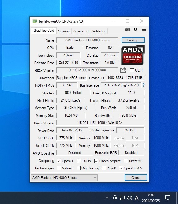 SAPPHIRE RADEON HD6850 1GB GDDR5 動作確認済み PCパーツ グラフィックカード PCIExpress (1)_画像7
