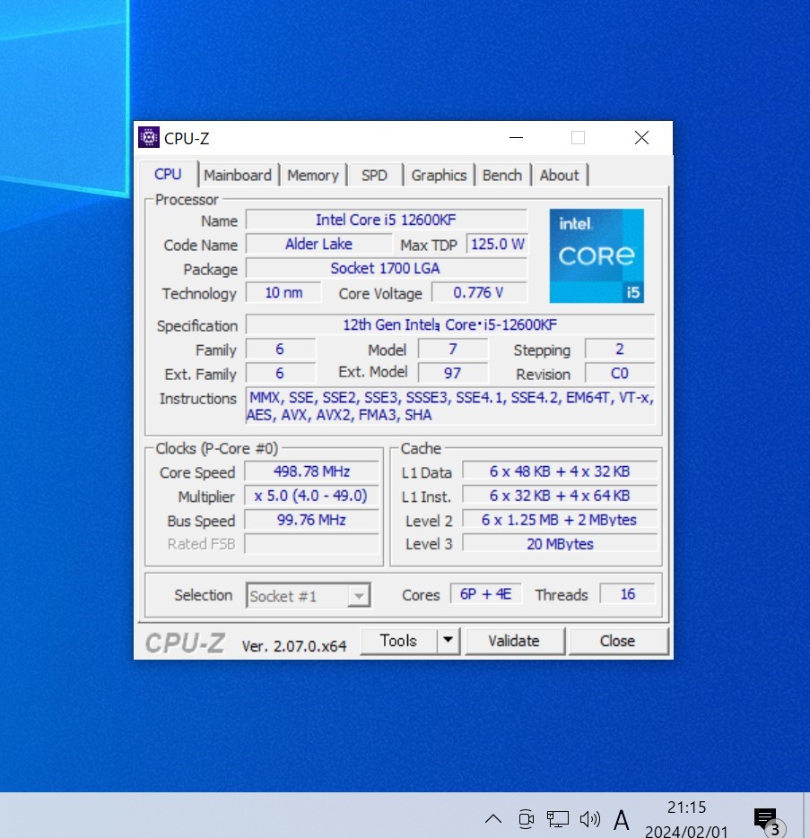 CPU Intel Core i5 12600KF 3 7GHz 10コア16スレッド AlderLake CPU Intel Core i5 12600KF 3 7GHz 10コア16スレッド AlderLake