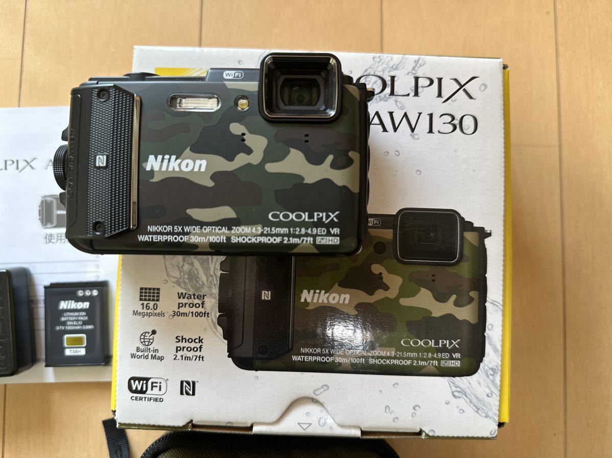 極上美品★Nikon ニコン　COOLPIX AW130　デジタルカメラ　迷彩　元箱付属品全付★ポーターNikon　専用ケース付き_画像3