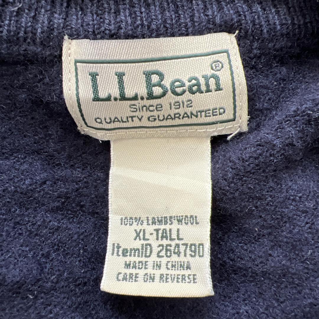 美品 L.L.Bean ラムウール ニットセーター ネイビー US古着i37 XL相当