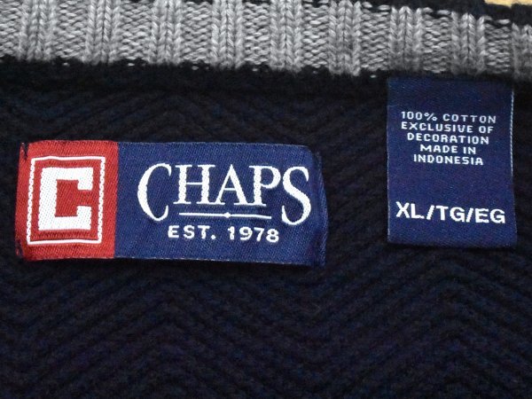 USA古着 CHAPS ヘリンボーン セーター sizeXL 紺 ネイビー ニット コットン ラルフローレン ビッグシルエット 大きいサイズ アメリカ_画像5