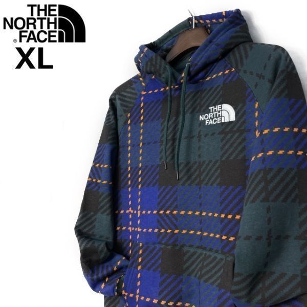 1円～!売切!【正規新品】THE NORTH FACE◆W HOLIDAY HOODIE パーカー US限定 上質 男女兼用 裏起毛 ロゴ刺繍(XL)青 緑 チェック柄181130-35