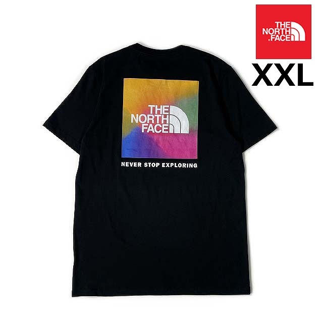 売切り【正規新品】THE NORTH FACE◆SHORT-SLEEVE BOX NSE TEE 半袖 Tシャツ US限定 ボックスロゴ レインボー 男女兼用(XXL)黒 180902-15_画像1