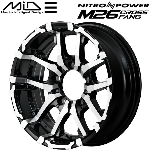 MID NITRO POWER M26 CROSS FANG ホイール4本 ブラックメタリック/ミラーカット 6.0J-16inch 5H/PCD139.7 inset-5
