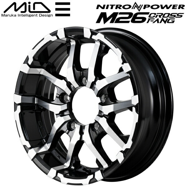MID NITRO POWER M26 CROSS FANG ホイール4本 ブラックメタリック/ミラーカット 5.5J-16inch 5H/PCD139.7 inset+20