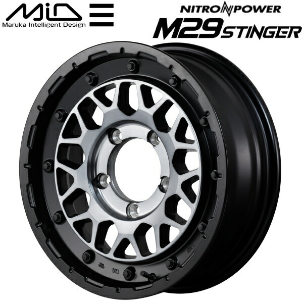 MID NITRO POWER M29 STINGER ホイール1本 セミグロスブラッククリア 5.5J-16inch 5H/PCD139.7 inset+20