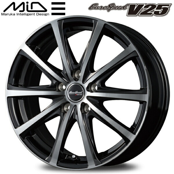 MID EuroSpeed V25 ホイール1本 ブラックポリッシュ 6.5J-16inch 5H/PCD114.3 inset+38