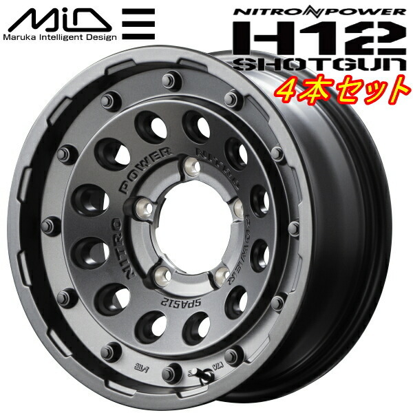 MID NITRO POWER H12 SHOTGUN ホイール4本 バレルブラック 6.0J-16inch 5H/PCD139.7 inset-5_画像1