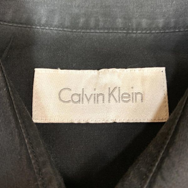 Calvin Klein カルバンクライン 長袖シャツ グレー チャコールグレー ストライプ コットン100％ L B4932_画像4