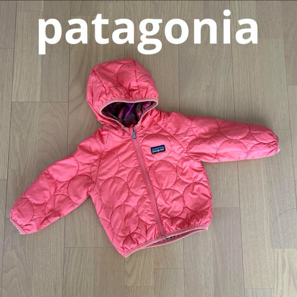 patagonia アウター　ダウン　リバーシブル　ピンク　チェック ベビー