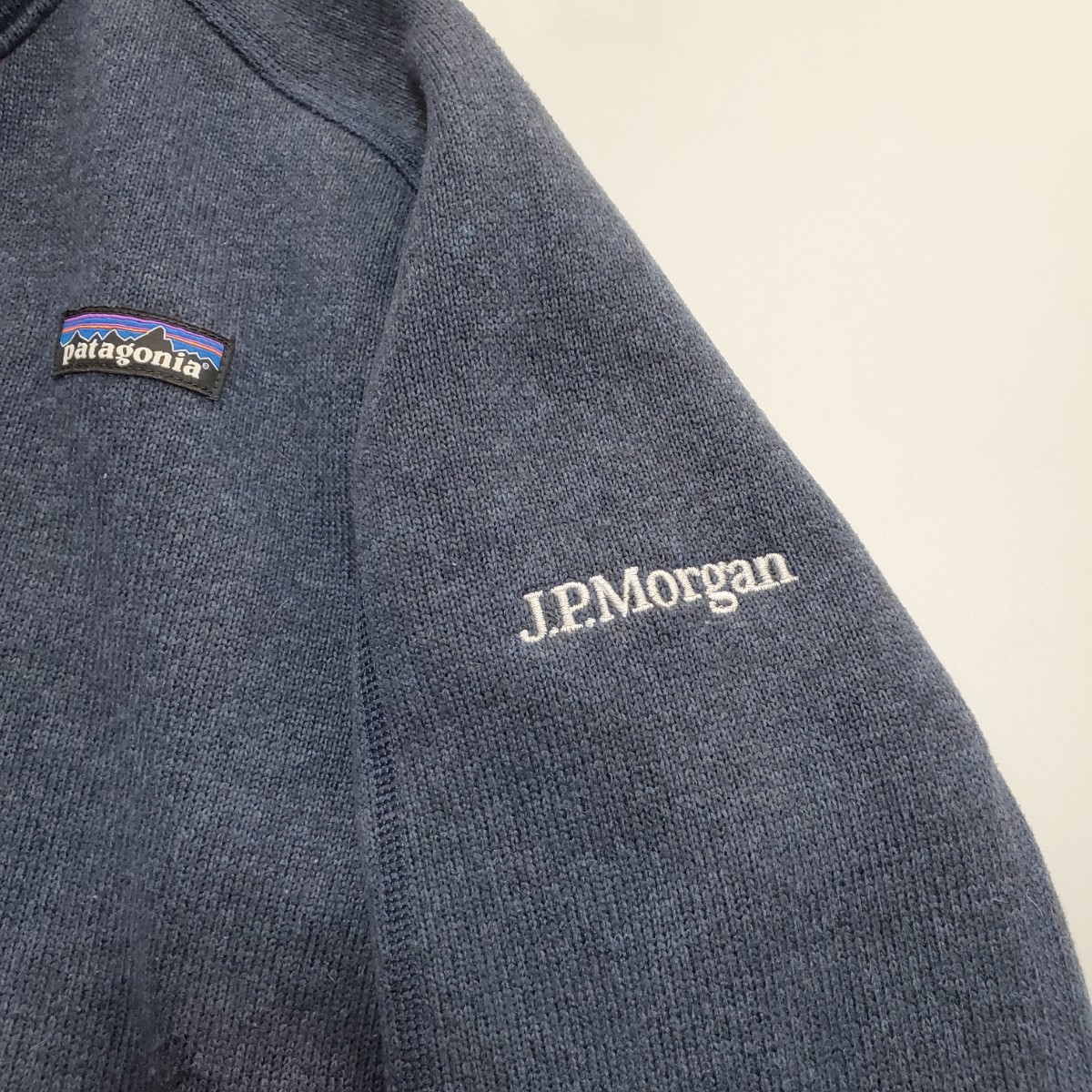 ＊c 【JP Morgan 企業ロゴ 刺繍】 パタゴニア patagonia ベター セーター 裏地フリース ニット Sサイズ メンズ トップス 紺 ネイビー 25522_画像5