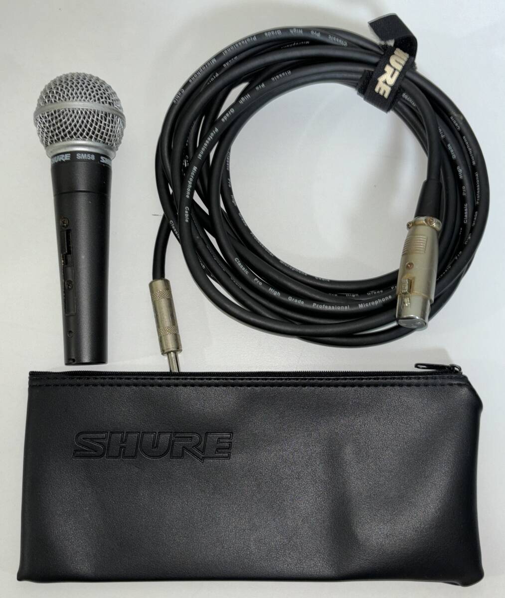 中古　SHURE ダイナミックマイク SM58　動作確認済　5mケーブル、専用ケース付き　送料無料_画像1