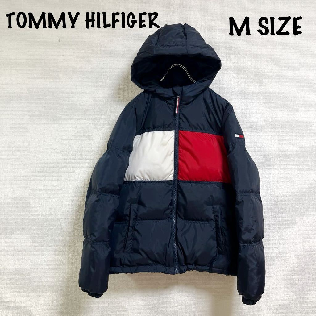 TOMMY HILFIGER トミーヒルフィガー　ダウンジャケット メンズ　Mサイズ　アウター ダウン ジャンパー　フード ジップアップ　防寒_画像1