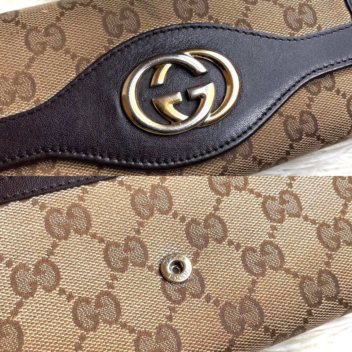 人気品 / GUCCI グッチ ソーホーコンチネンタルウォレット 二つ折り長財布 GGキャンバス レザー ブラウン 282431