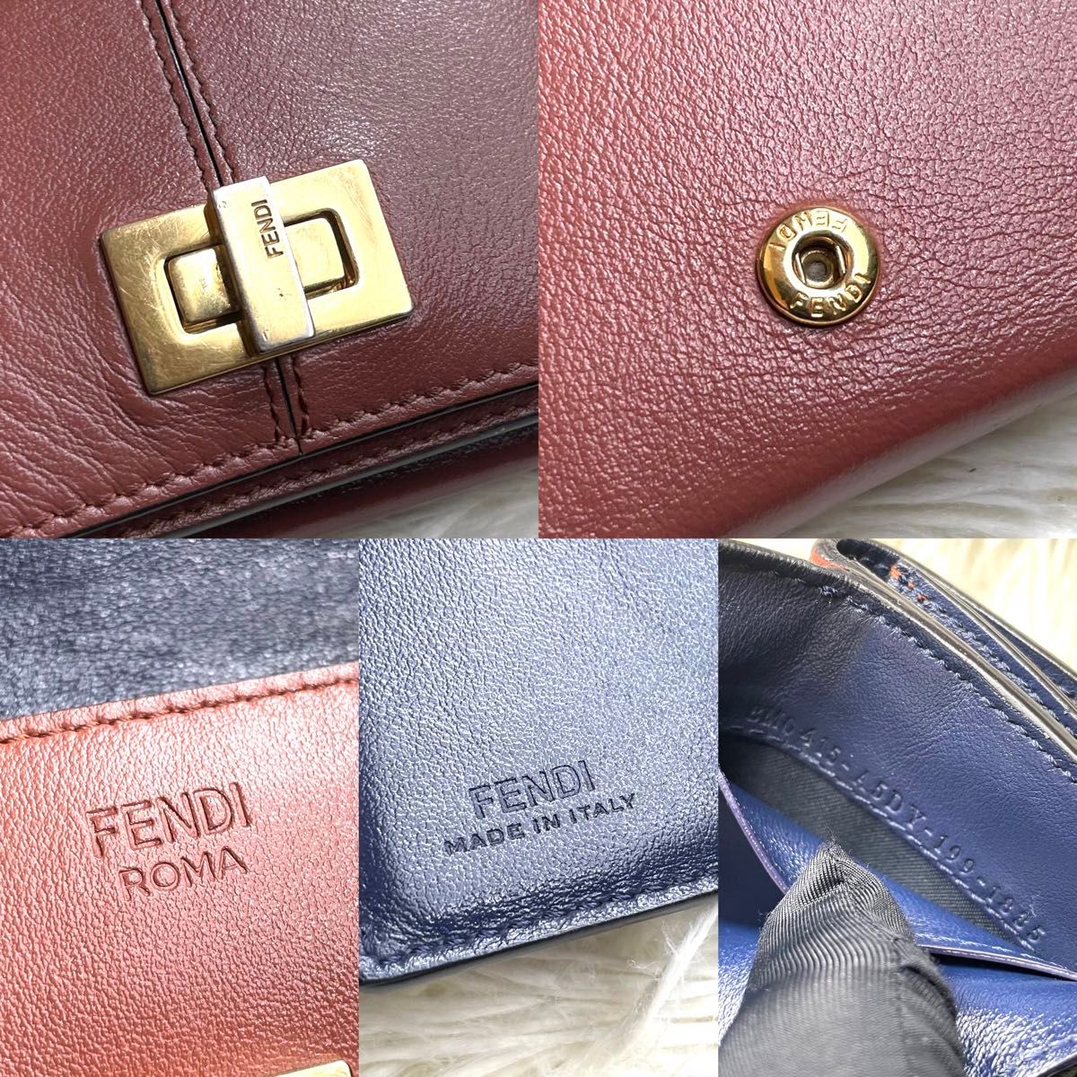 人気品 付属品完備 / FENDI フェンディ ピーカブートリフォールドウォレット 三つ折り財布 ミニ財布 レザー ブラウン