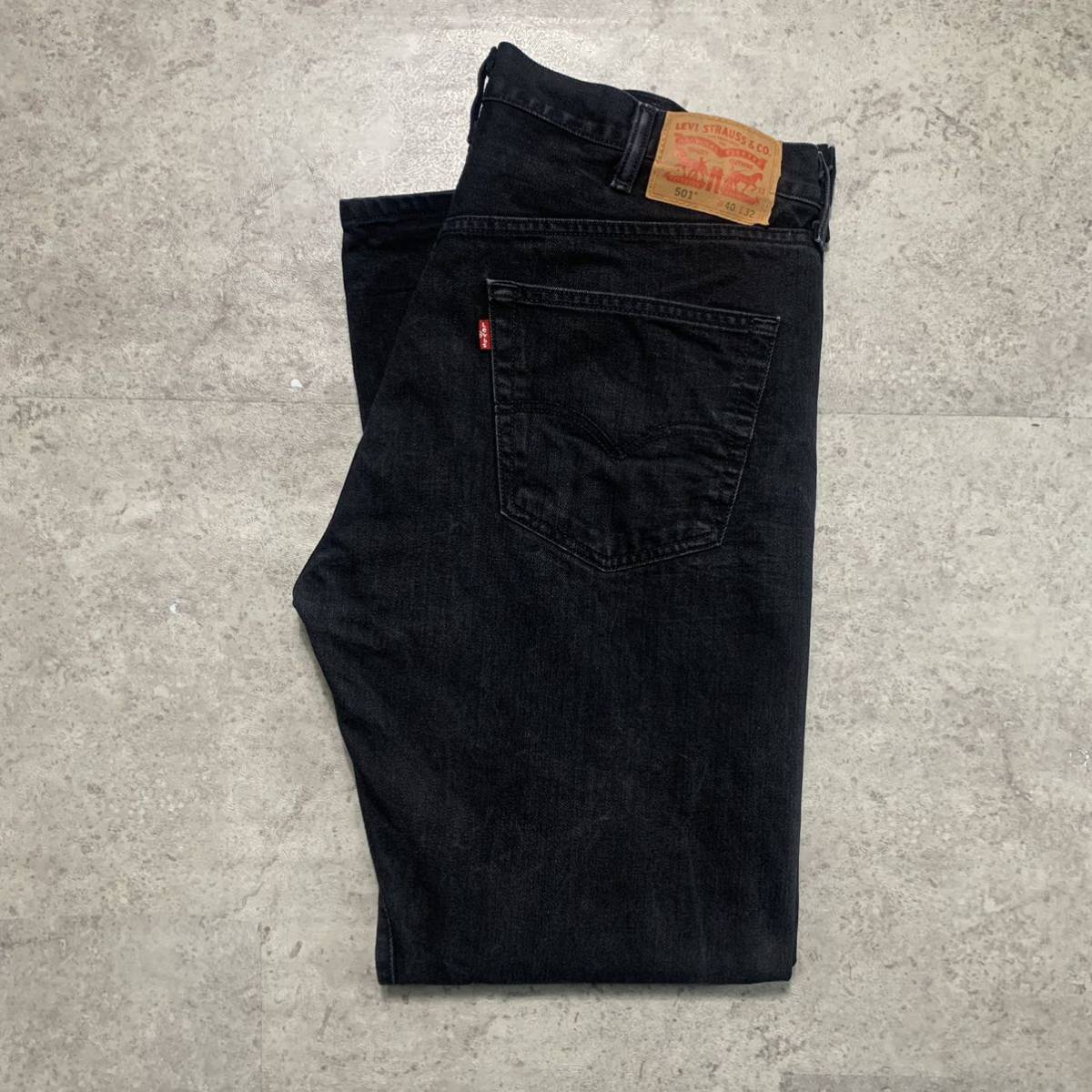 Levi's 501 ブラック ワイド デニム ジーンズ 古着 W40 L32 ストレート 黒 メキシコ製 ジーパン リーバイス