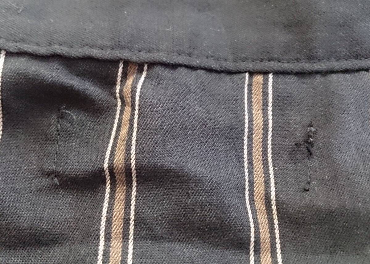 Kutir クティール　ハーフジップ半袖シャツ　紺　茶白ストライプ柄　メンズ　Lサイズ　01_画像4